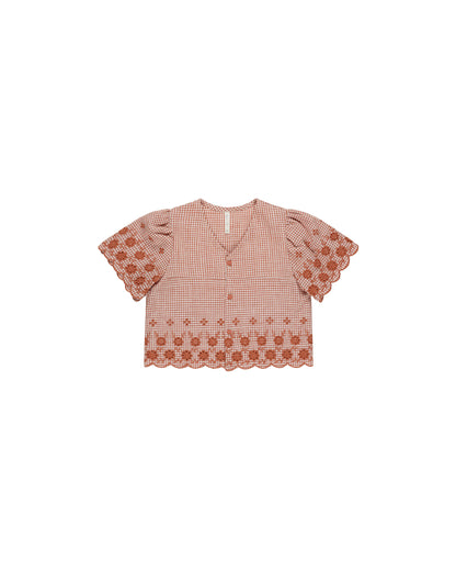 Rylee + Cru Cleo Top - Poppy Gingham