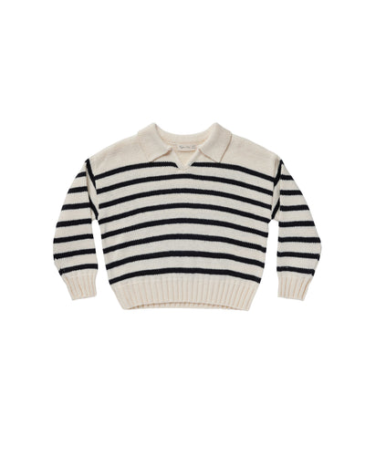 Rylee + Cru Collared Sweater - Black Stripe