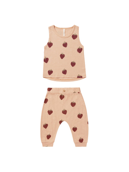 Rylee + Cru Tank + Slouch Pant Set - Strawberry