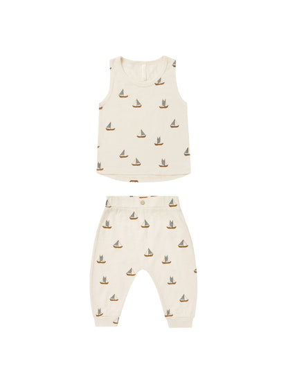 Rylee + Cru Tank + Slouch Pant Set - Sailboats