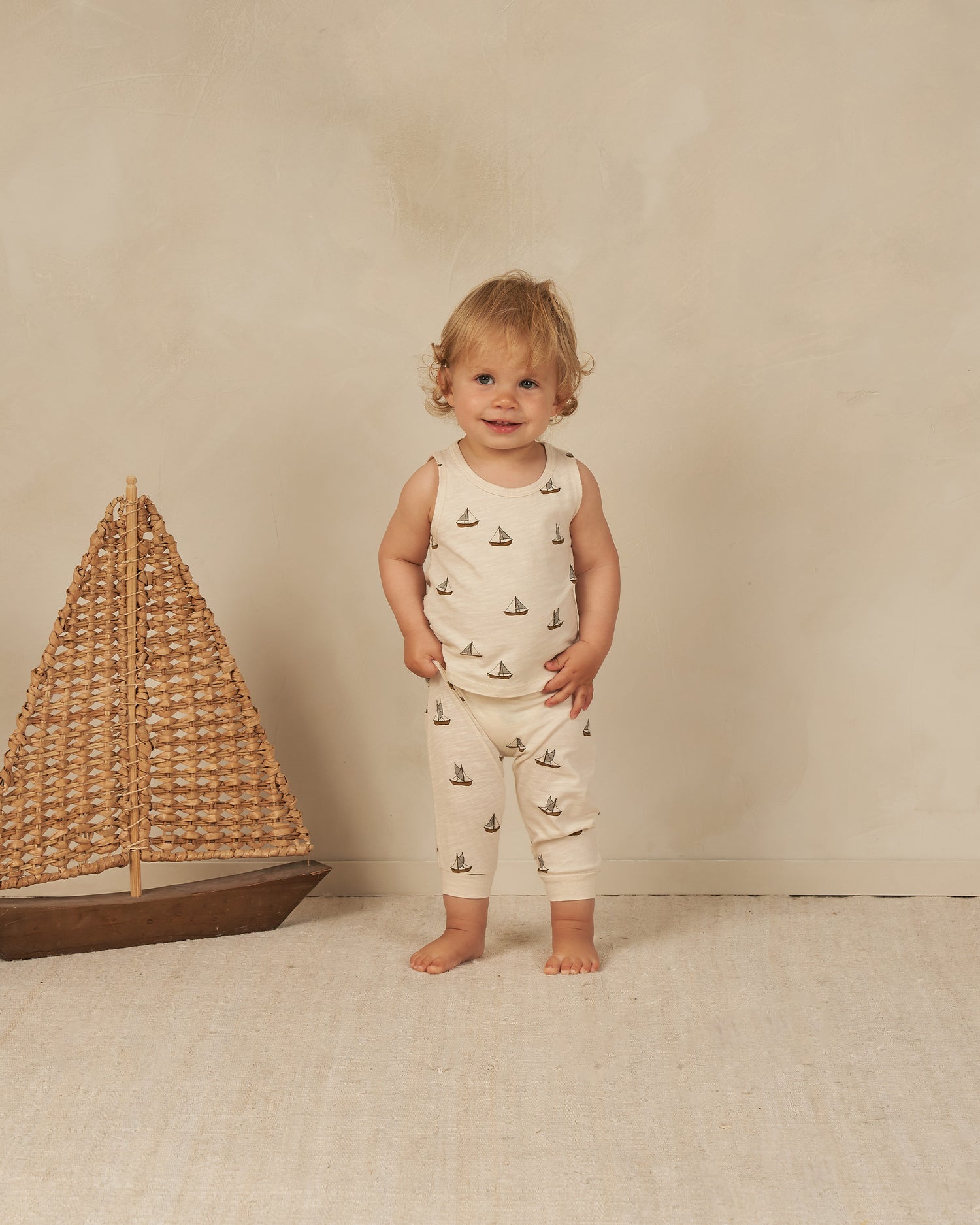 Rylee + Cru Tank + Slouch Pant Set - Sailboats