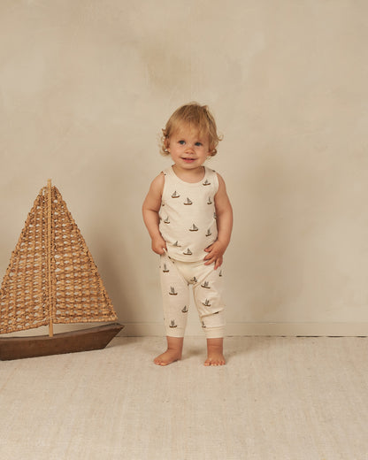 Rylee + Cru Tank + Slouch Pant Set - Sailboats