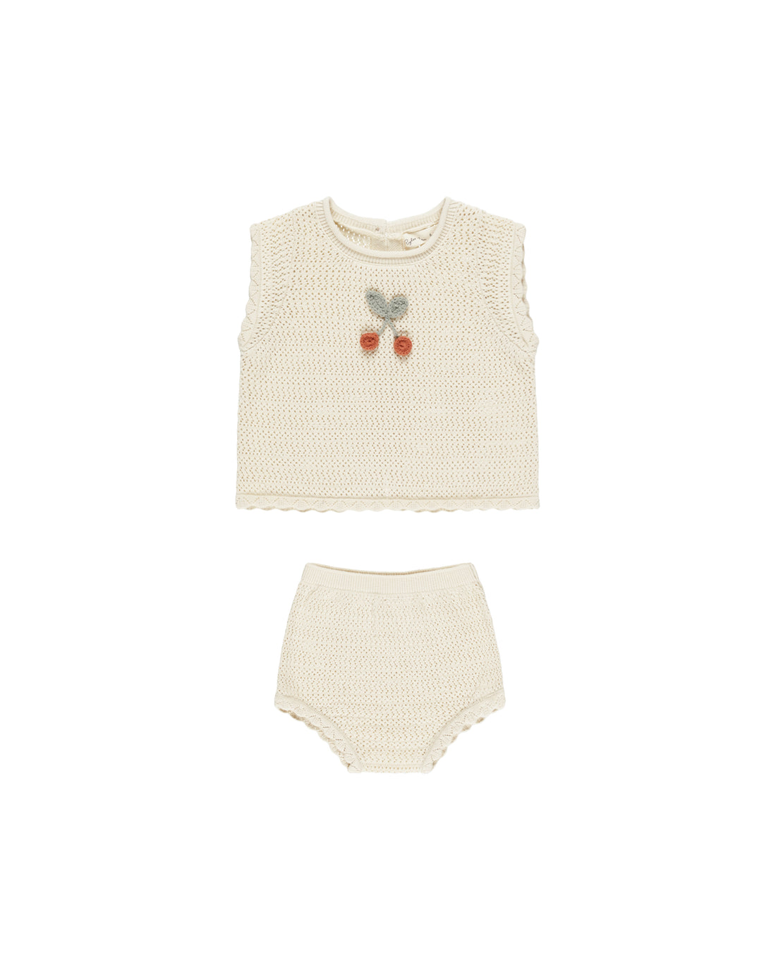 Rylee + Cru Scallop Knit Baby Set - Cherry