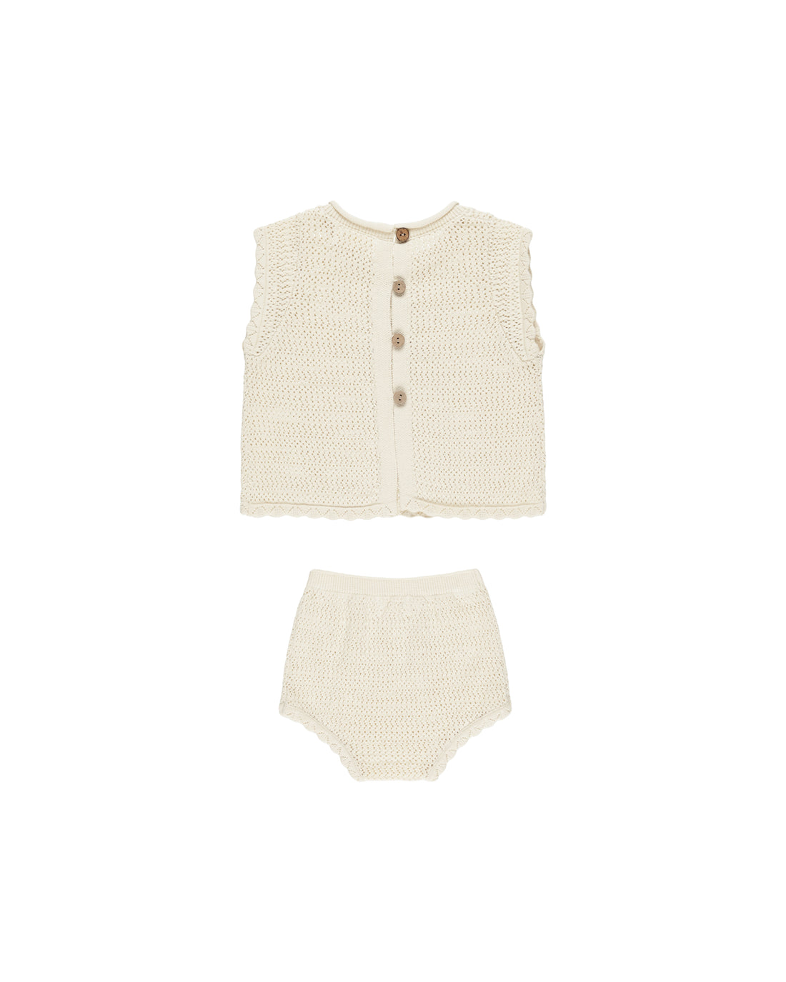 Rylee + Cru Scallop Knit Baby Set - Cherry