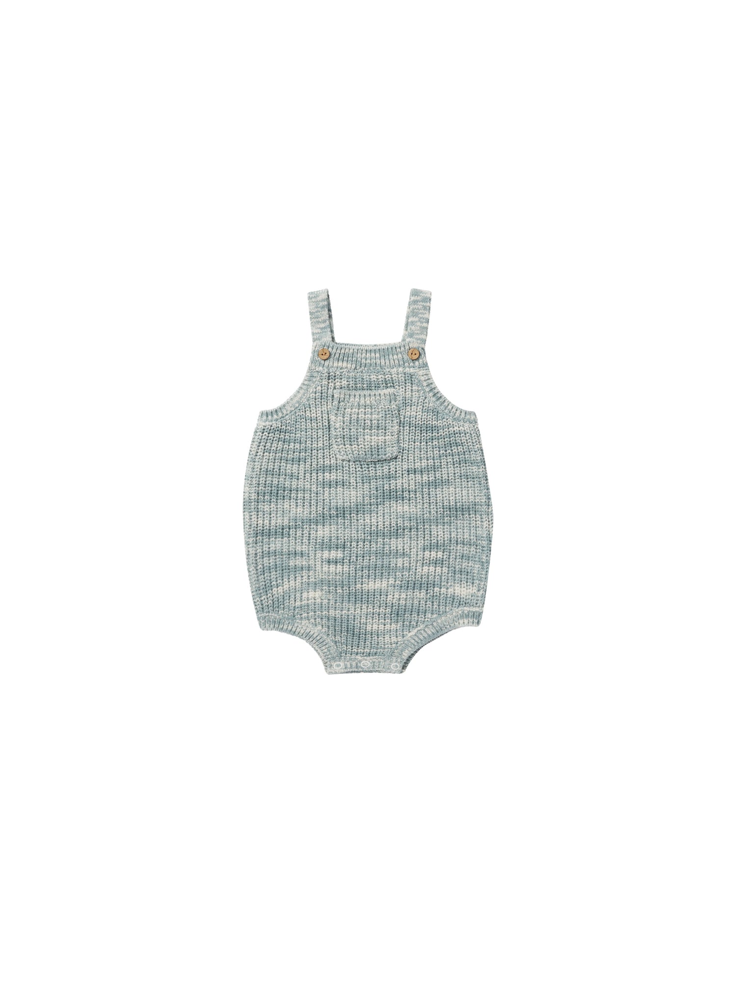 Rylee + Cru Pocketed Knit Romper - Heathered Blue