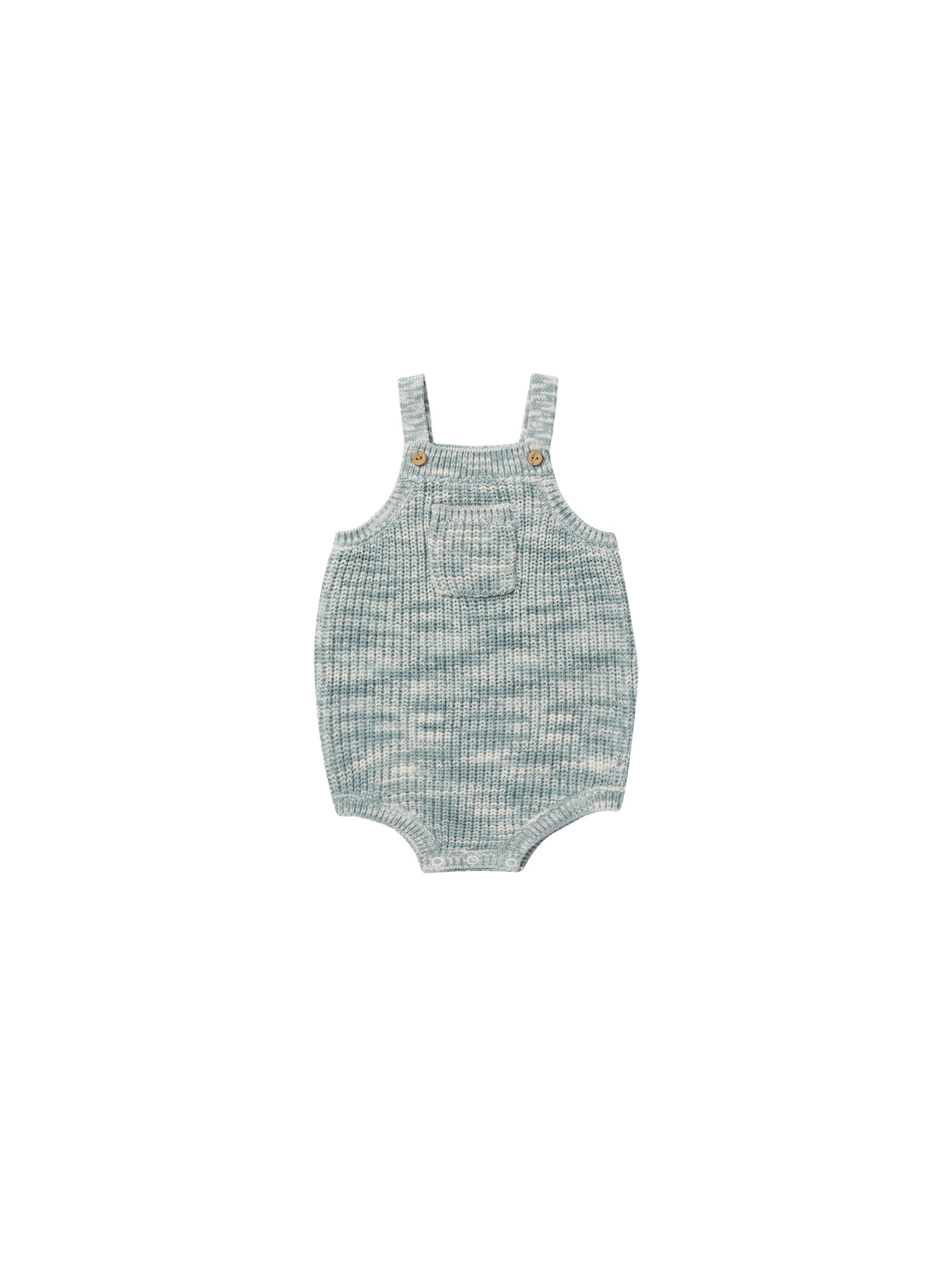 Rylee + Cru Pocketed Knit Romper - Heathered Blue