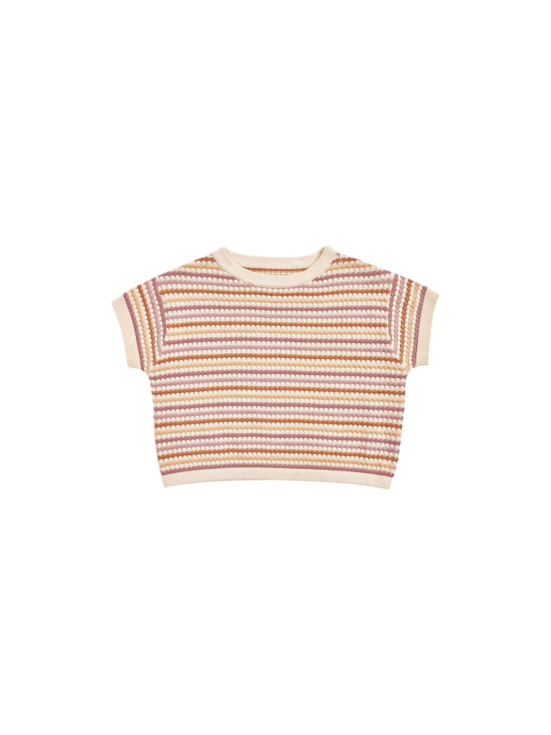 Rylee + Cru Boxy Crop Knit Tee - Honeycomb Stripe