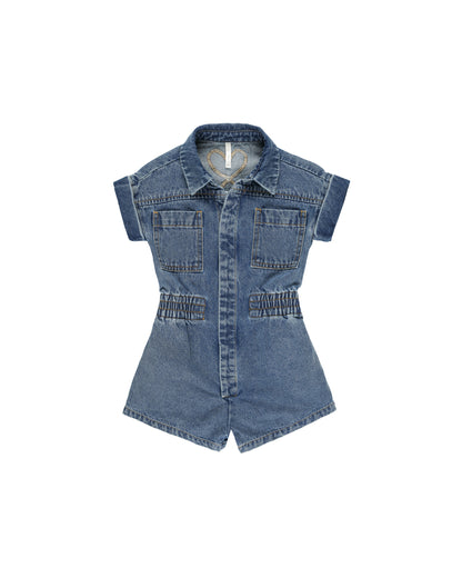 Rylee + Cru Utility Romper - Indigo