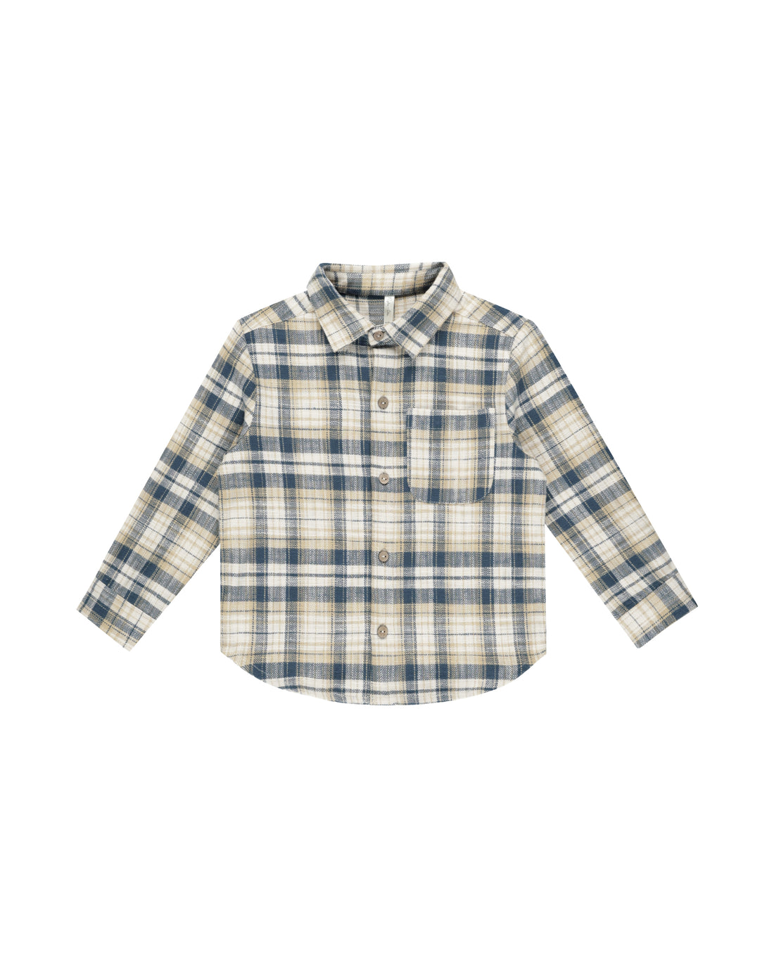 Rylee + Cru Collared Long Sleeve Shirt - Indigo Plaid