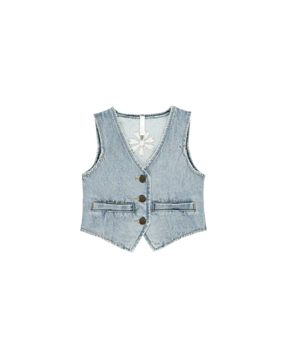 Rylee + Cru Denim Vest - Light Washed Denim