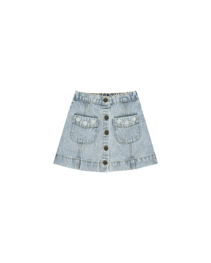 Rylee + Cru Denver Mini Skirt - Light Washed Denim