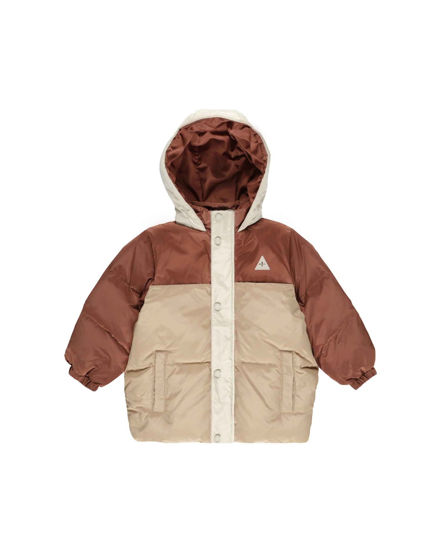 Rylee + Cru Ski Puffer Jacket - Brick Color Block