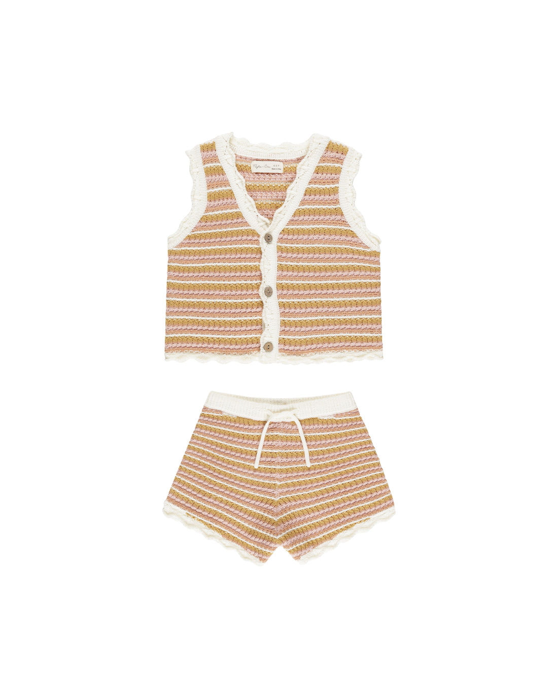 Rylee + Cru Scallop Crochet Set - Pink Stripe