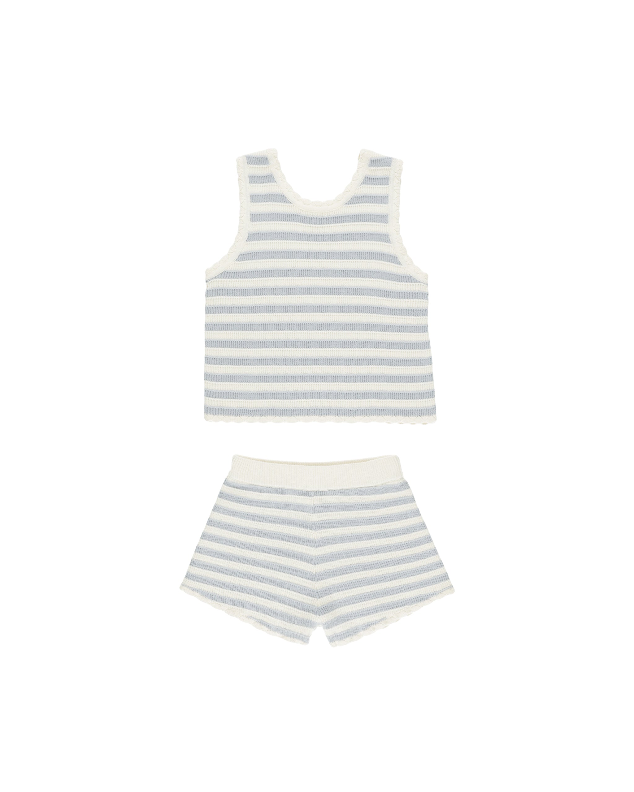 Rylee + Cru Crochet Tank Set - Blue Stripe