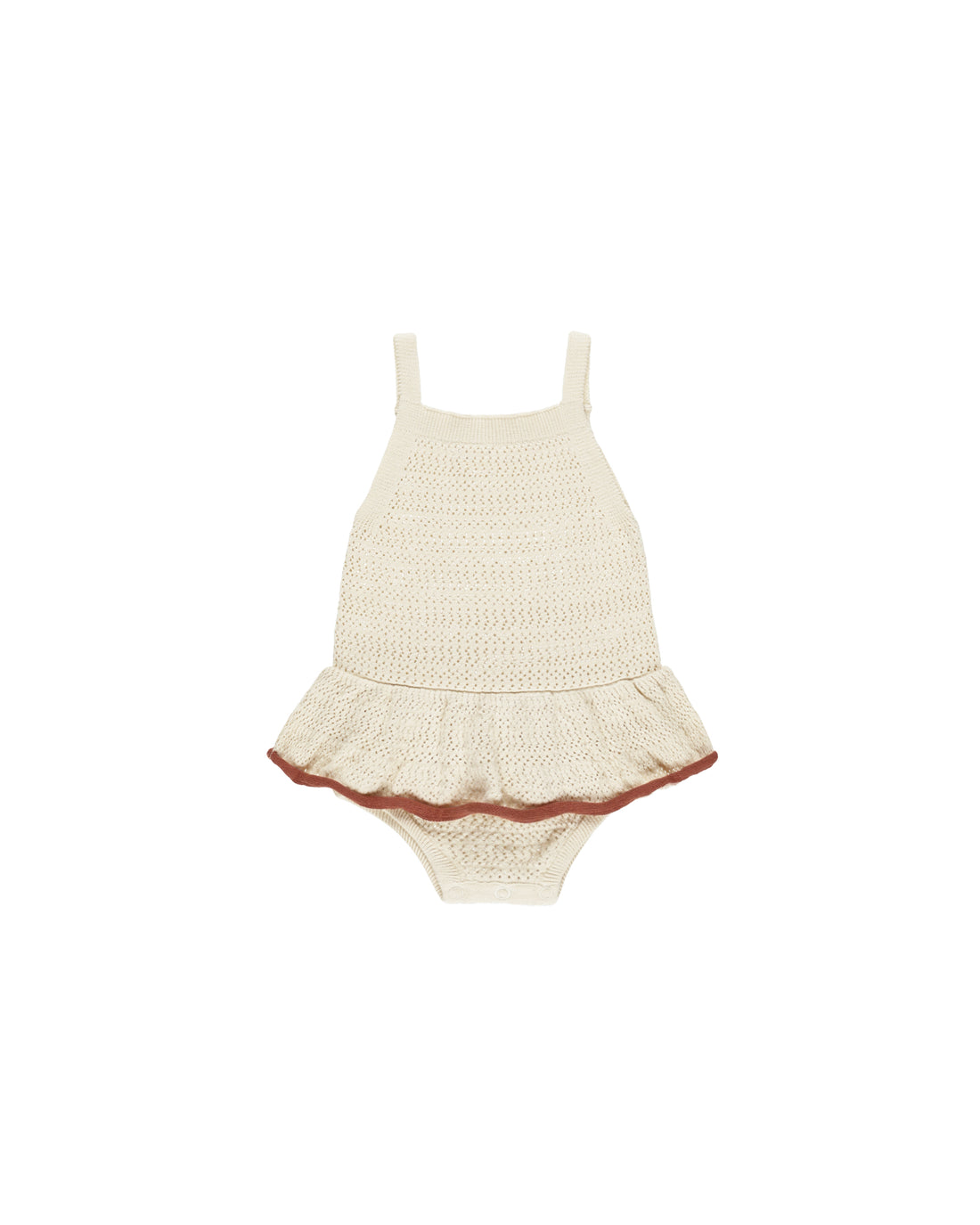 Rylee + Cru Crochet Ruffle Romper - Natural