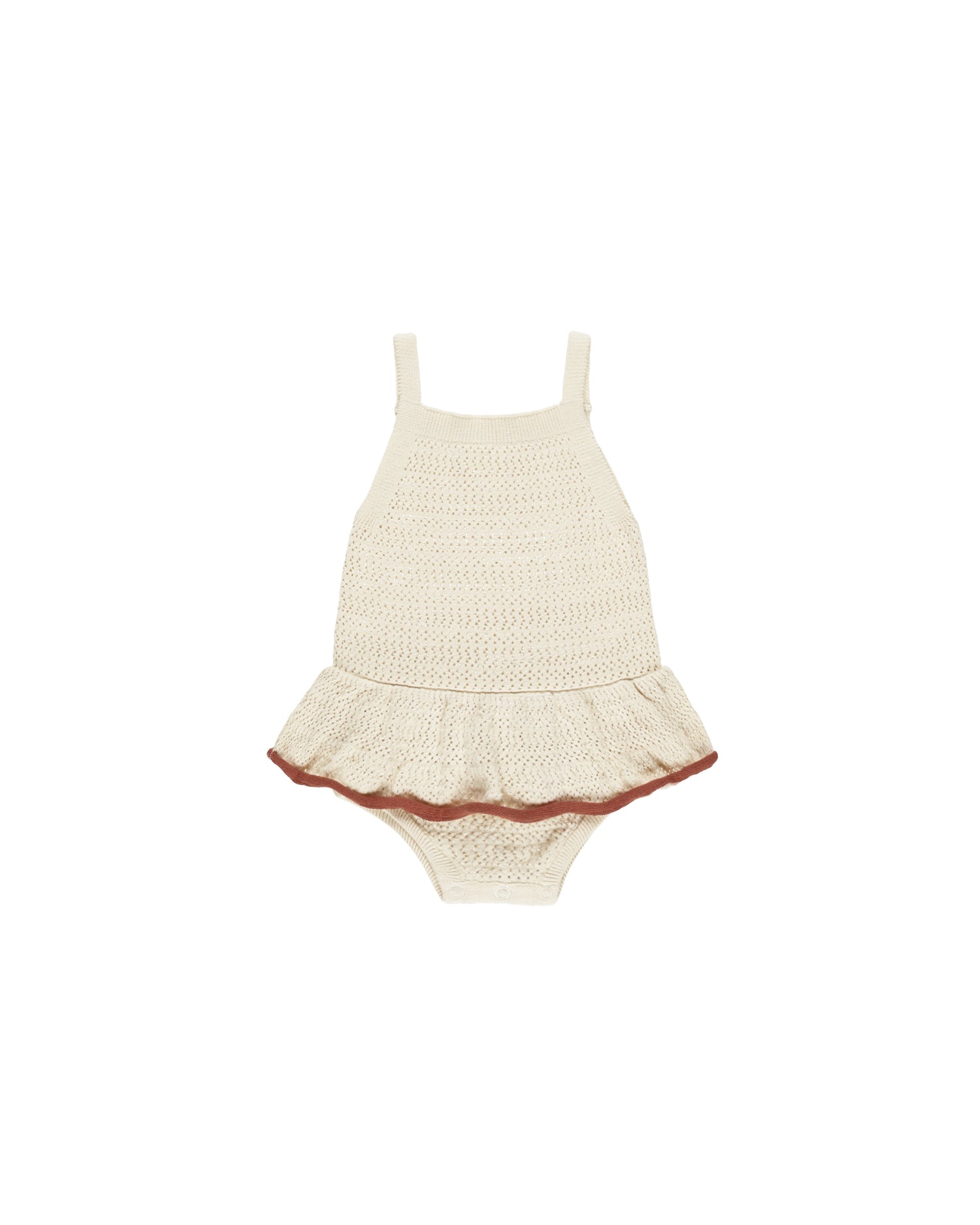 Rylee + Cru Crochet Ruffle Romper - Natural