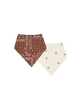 Rylee + Cru Scarf Bib Set - Boots, Brick Bandana