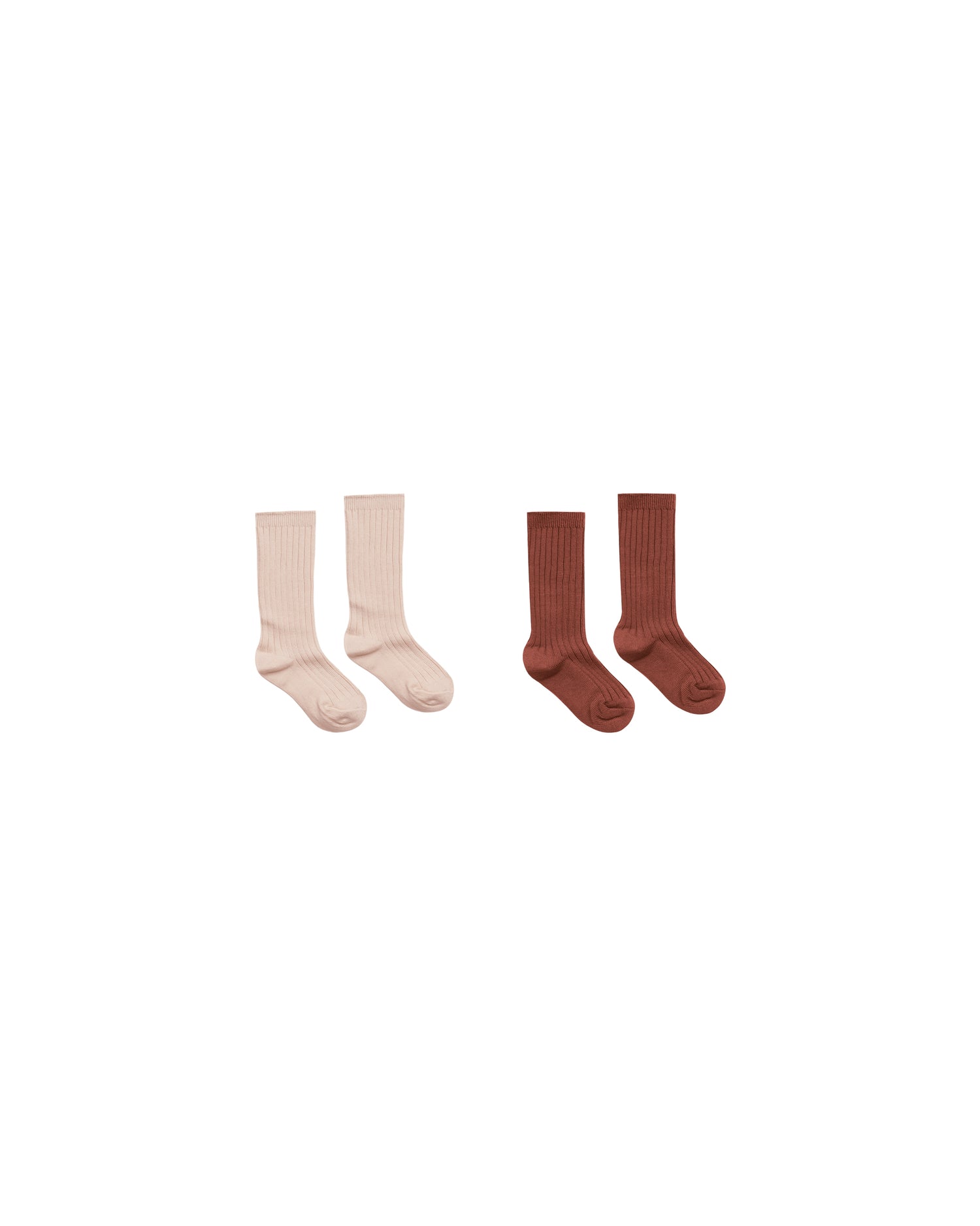 Rylee + Cru Ribbed Socks - Brick, Rose