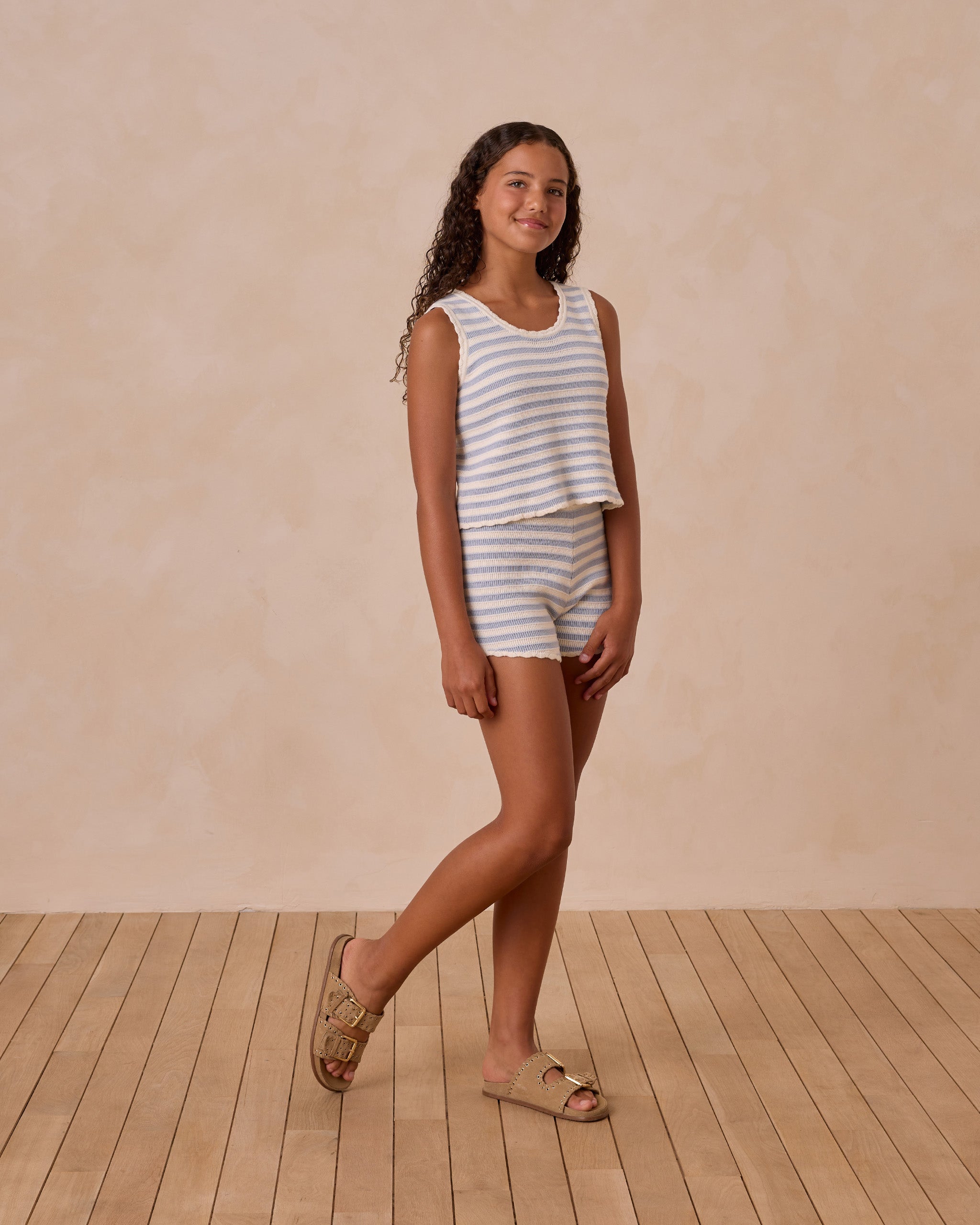 Rylee + Cru Teen Crochet Tank Set - Blue Stripe