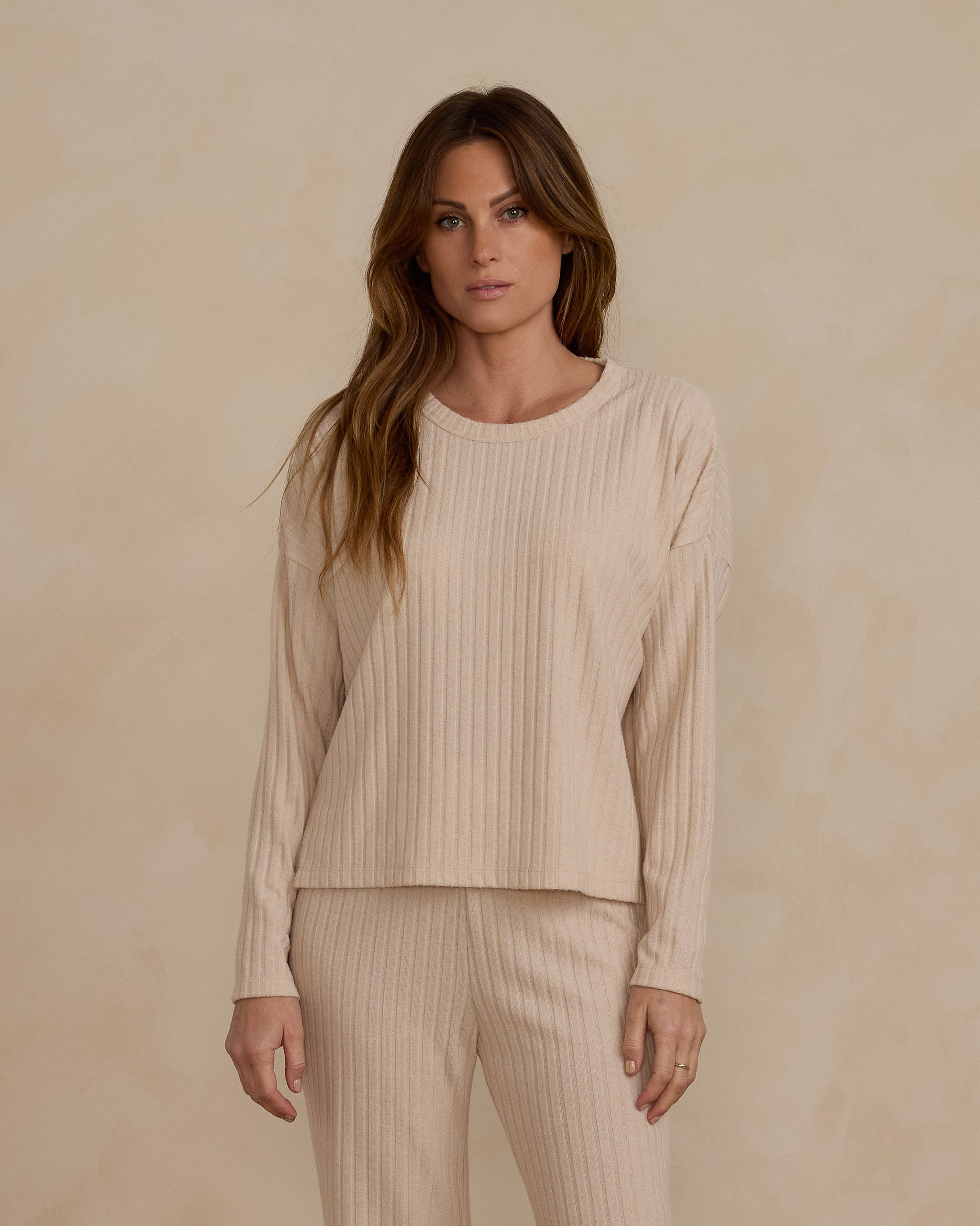 Rylee + Cru Womens Cozy Rib Knit Set - Shell