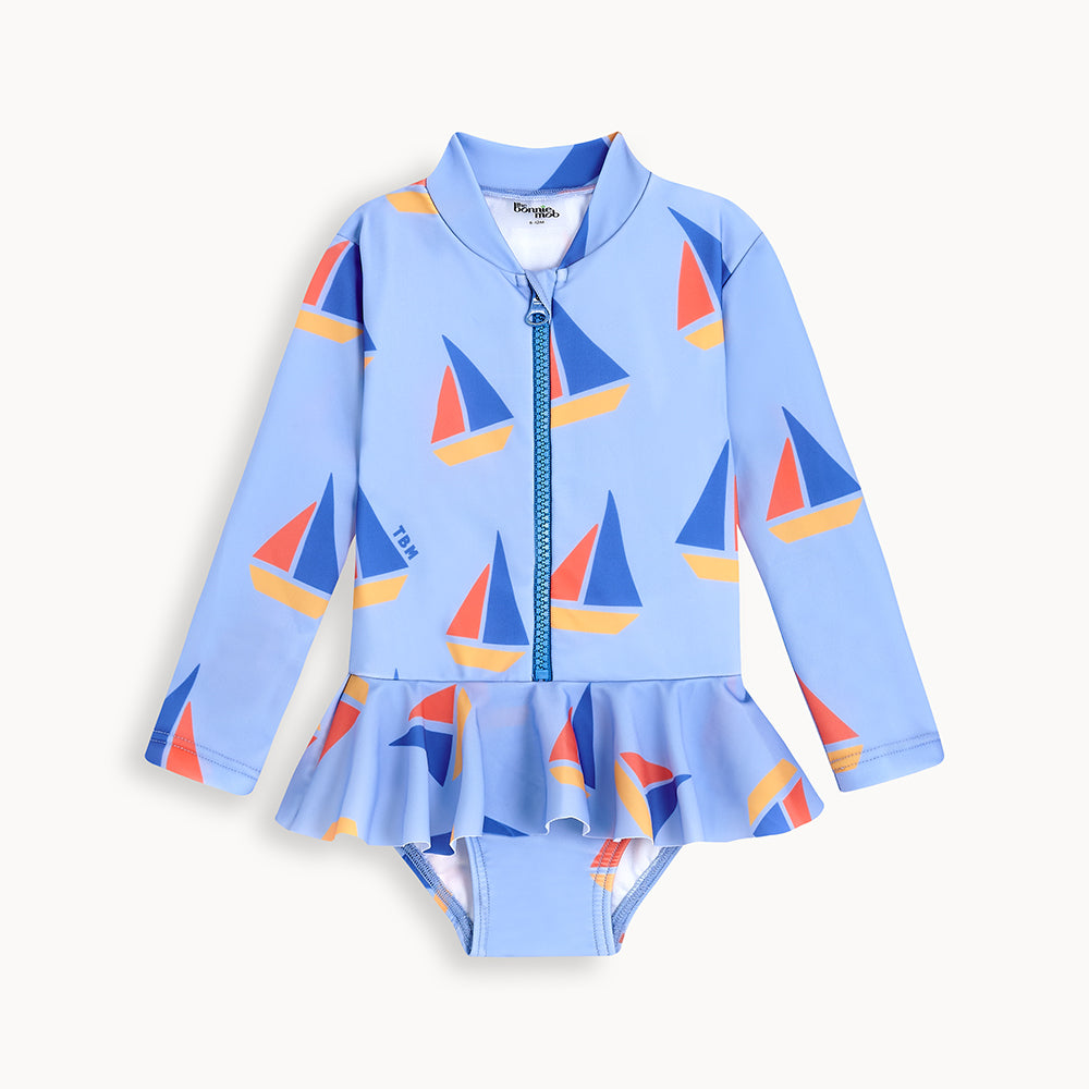 Bonnie Mob Rimini Zip Long Sleeve Swimsuit - Sailboat