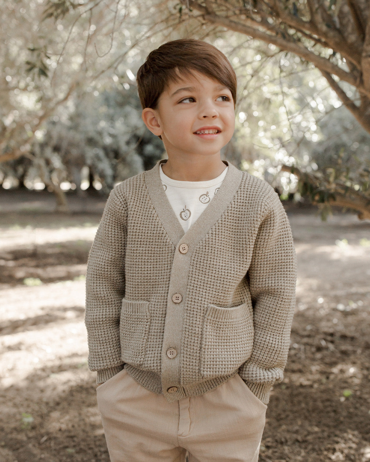 Rylee + Cru Boys Cardigan - Heathered Fern