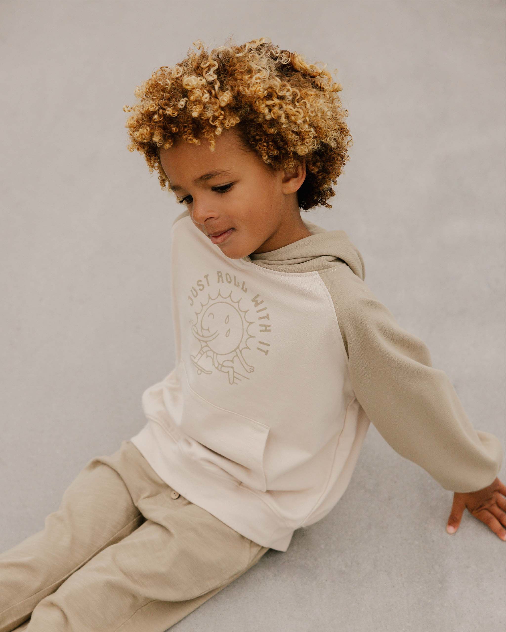 Rylee+ Cru Just Roll With It Raglan Hoodie - Natural Fern