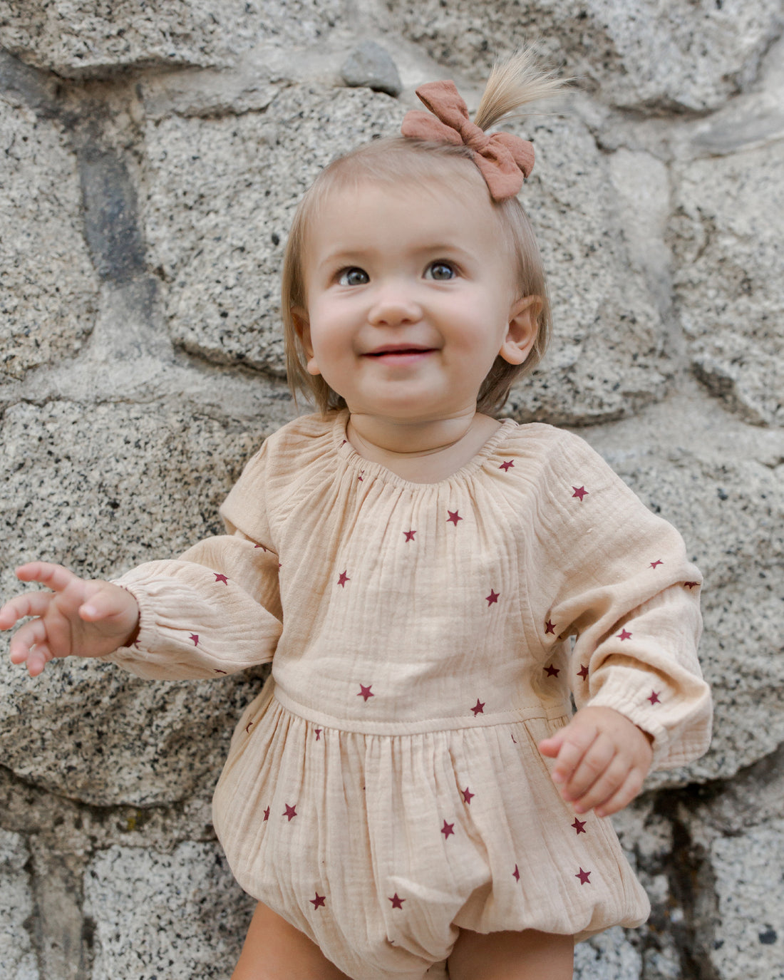 Rylee + Cru Long Sleeve Bubble Romper - Stars