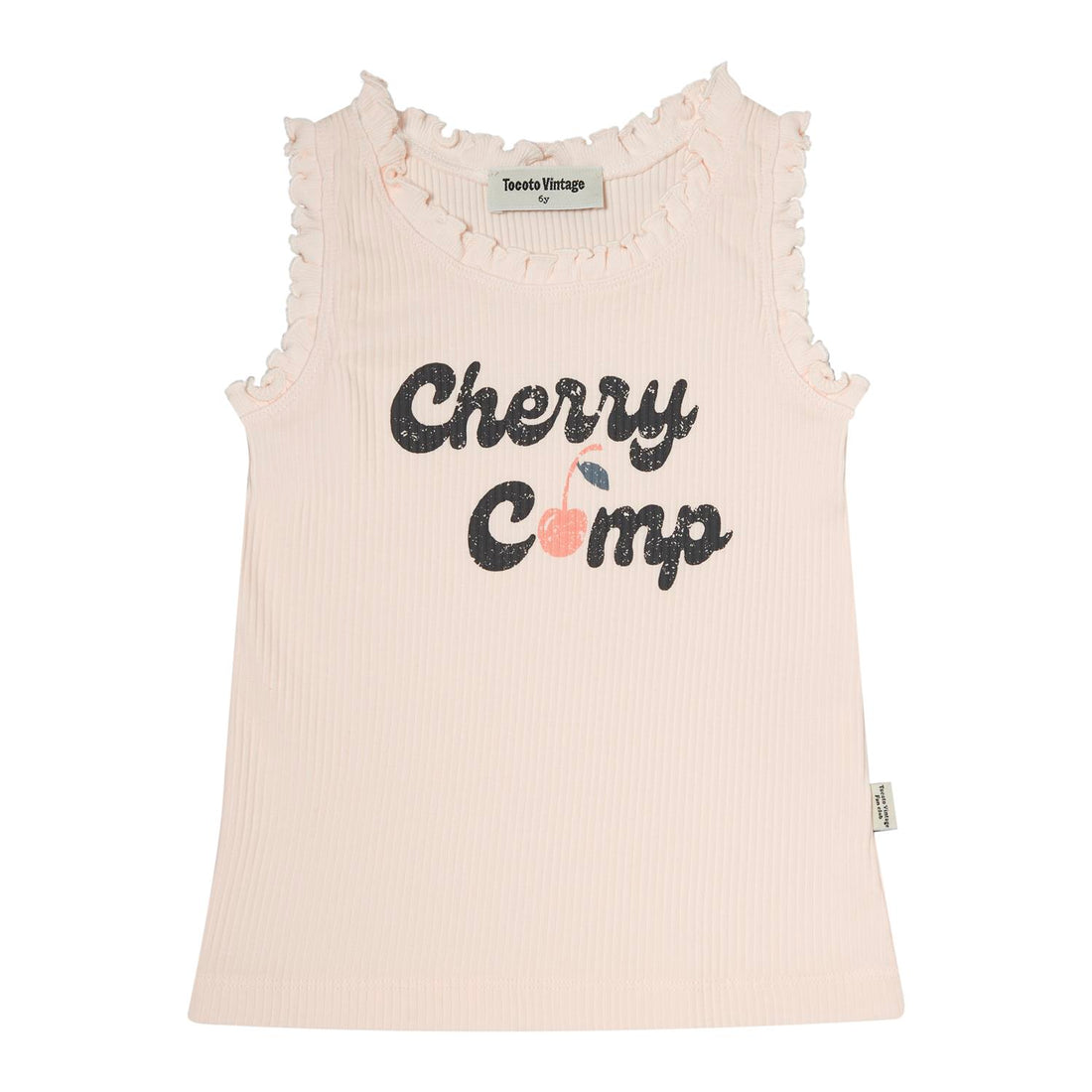 Tocoto Vintage Cherry Camp Sleeveless T-Shirt - Pink