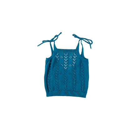 Tocoto Vintage Openwork Knit Top - Teal