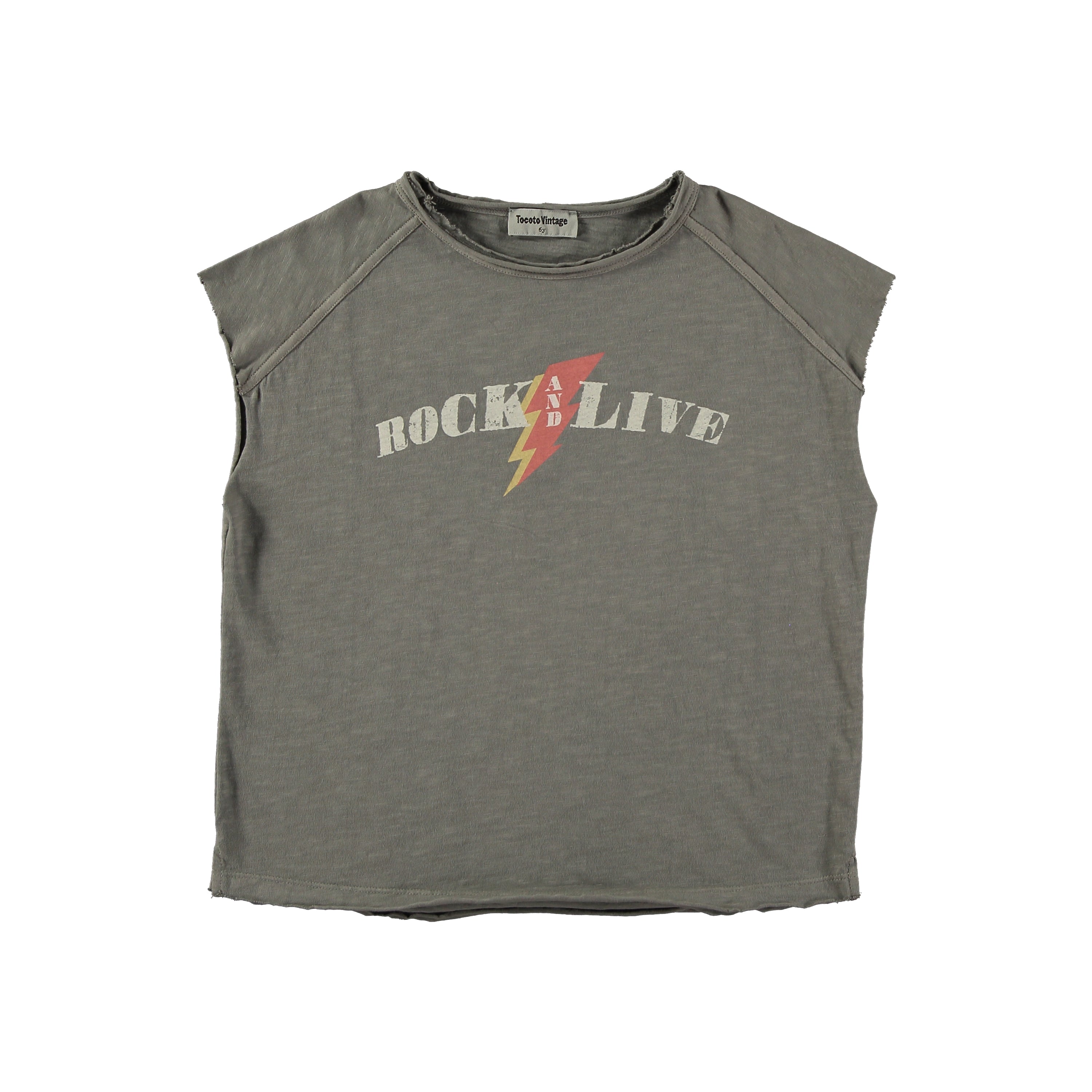 Tocoto Vintage Rock &amp; Live Sleeveless T-Shirt - Dark Grey