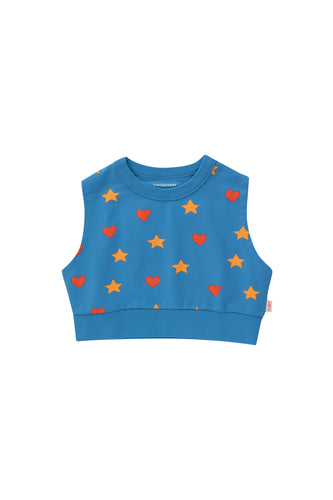 Tiny Cottons Hearts Stars Sleeveless Sweatshirt - Blue