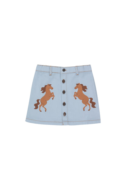 Tiny Cottons Horses Skirt - Blue-Grey