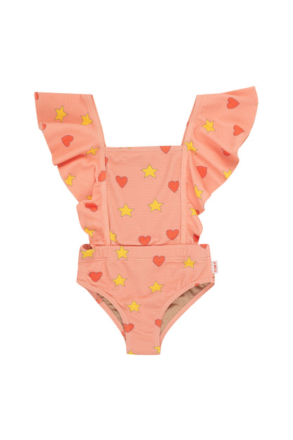 Tiny Cottons Hearts Stars Swimsuit - Papaya