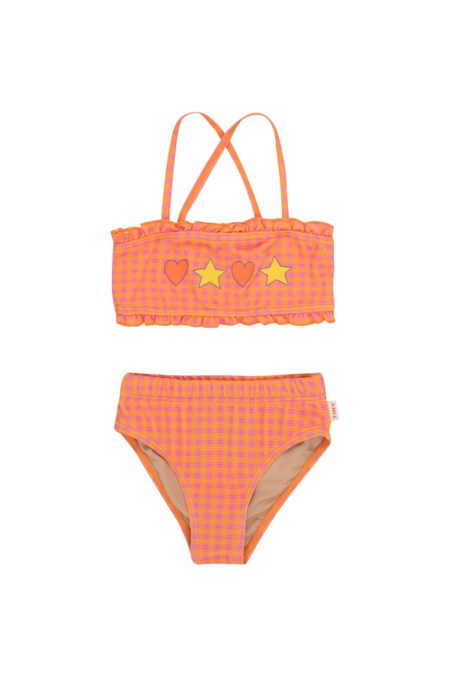 Tiny Cottons Check Swim Set - Marigold / Dark Pink