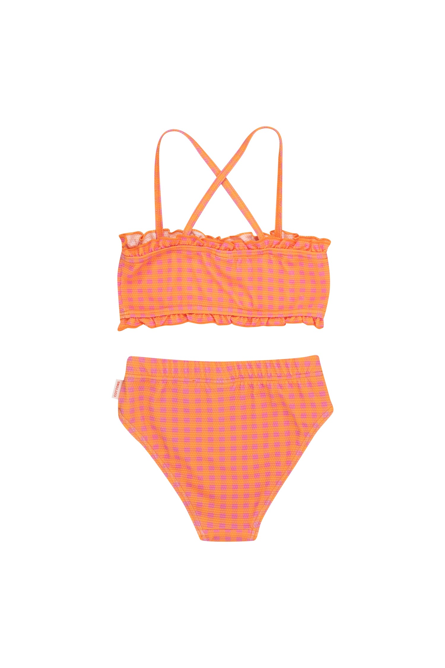 Tiny Cottons Check Swim Set - Marigold / Dark Pink