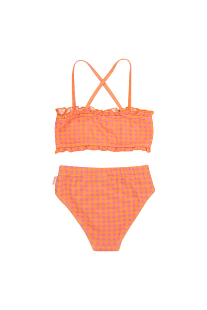 Tiny Cottons Check Swim Set - Marigold / Dark Pink