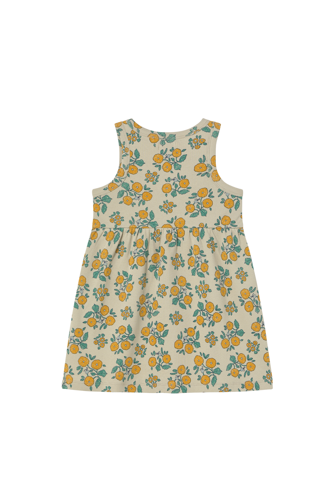 Tiny Cottons Flowers Rib Dress - Dark Vanilla