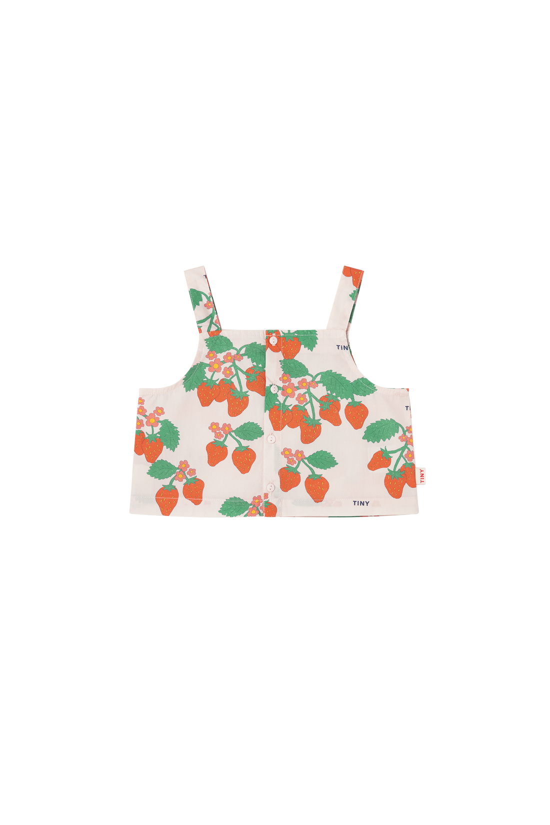 Tiny Cottons Strawberries Woven Crop Top - Pastel Pink