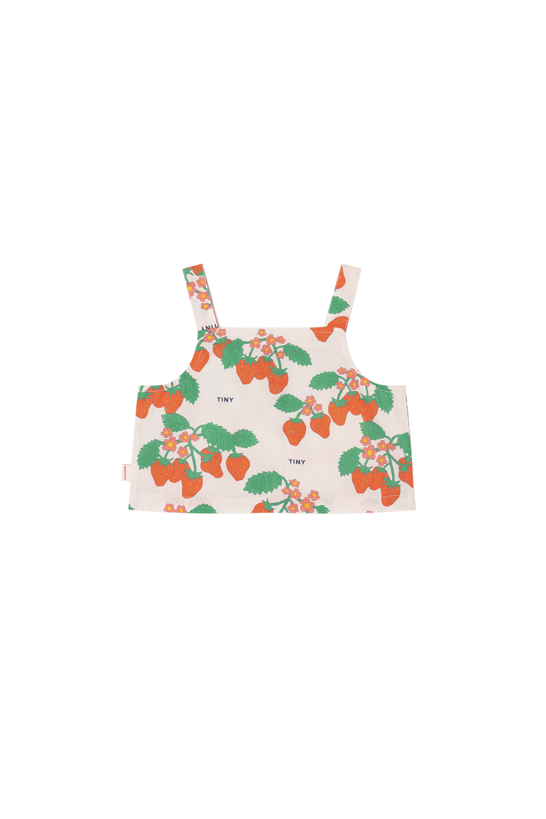 Tiny Cottons Strawberries Woven Crop Top - Pastel Pink