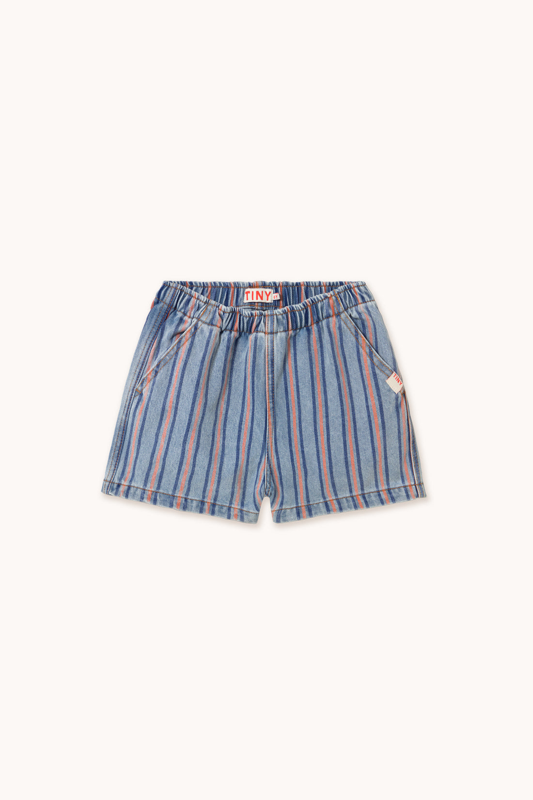 Tiny Cottons Stripes Multicolor Short - Light Blue Denim