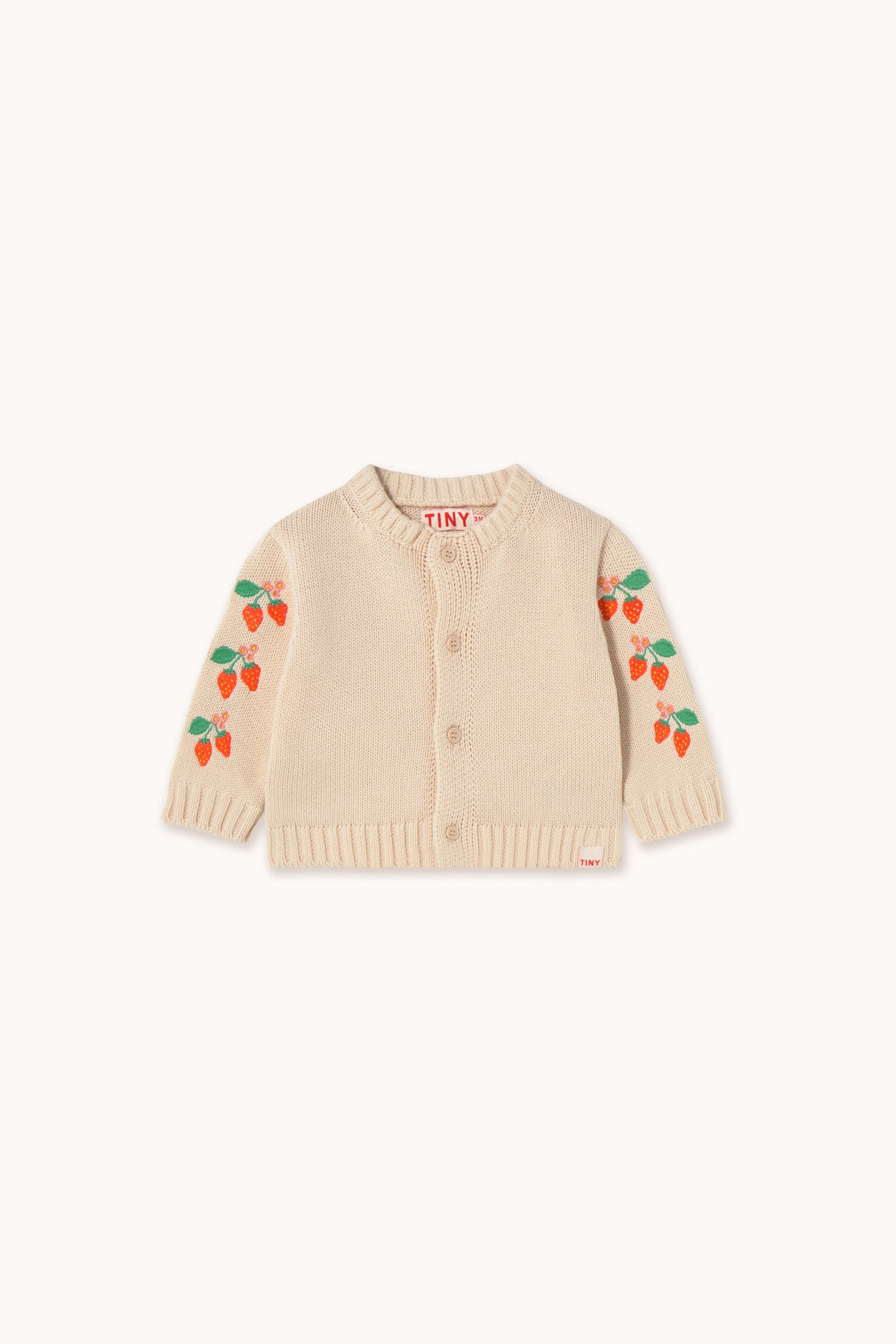 Tiny Cottons Strawberries Baby Cardigan - Light Cream