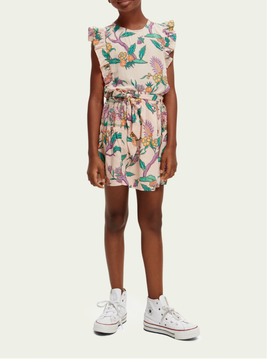 Scotch &amp; Soda Girl Smock Detail Skirt - Flower Garden