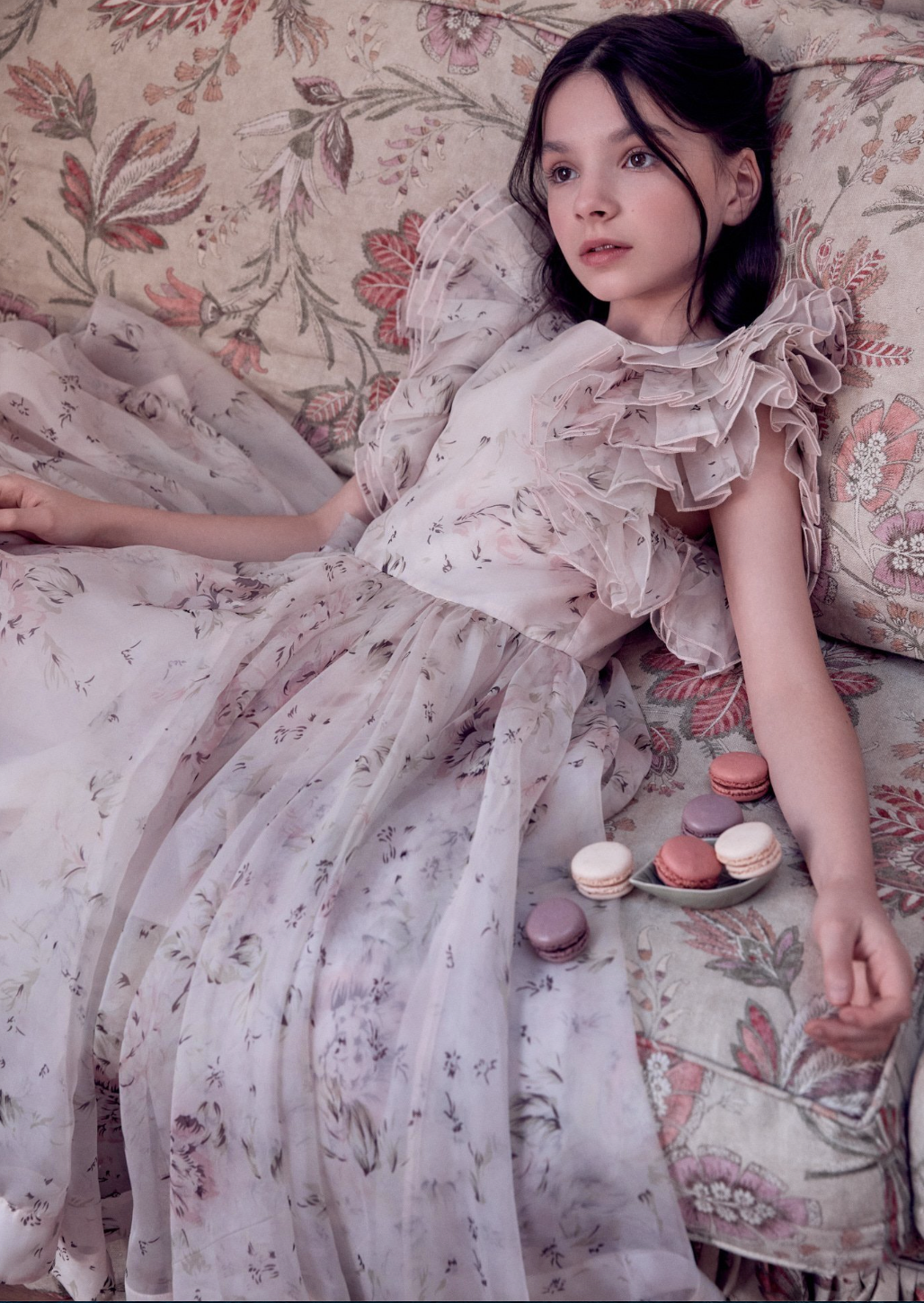 Petite Amalie Organza Dress - Rose Print