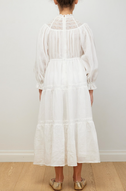 Petite Amalie Long Heirloom Dress - White