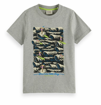 Scotch &amp; Soda Boys Artwork T-Shirt - Grey Melange