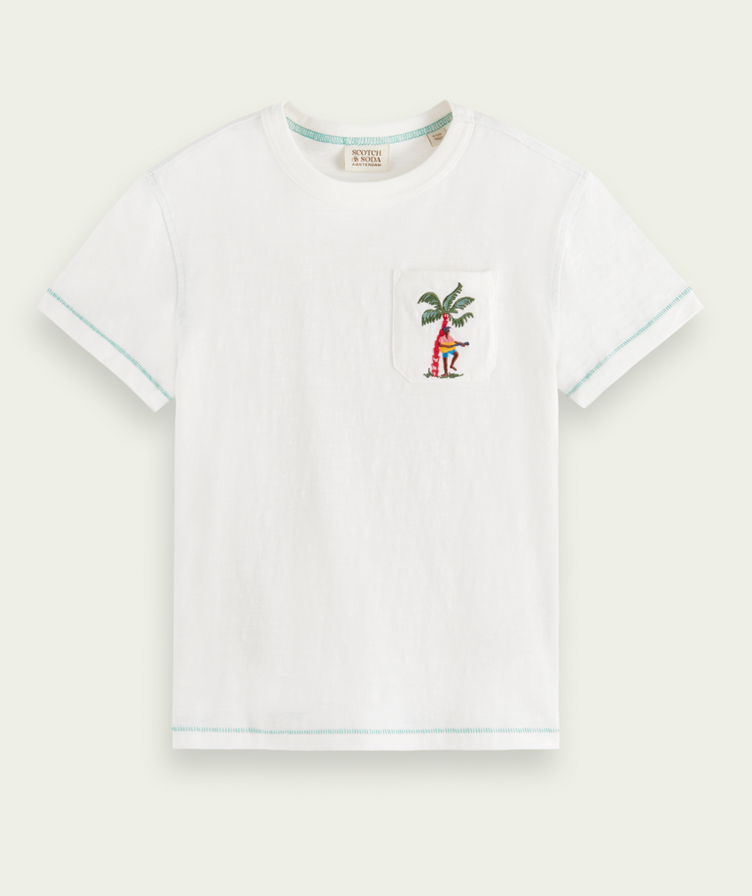 Scotch &amp; Soda Boys Embroidered Detail Tee - Off-White