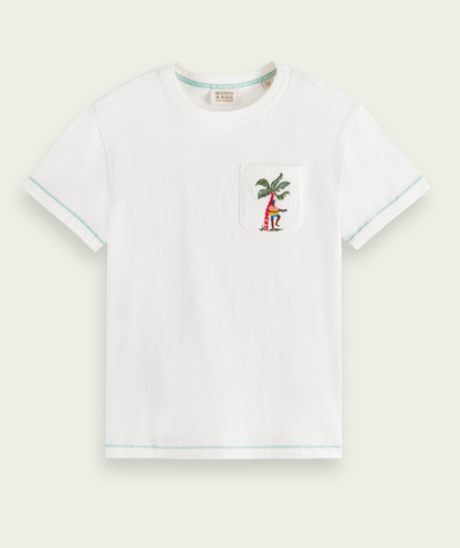 Scotch &amp; Soda Boys Embroidered Detail Tee - Off-White