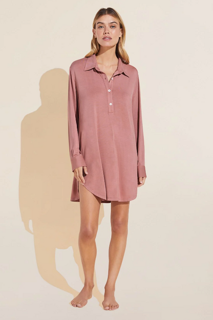 Eberjey Gisele Boyfriend Sleepshirt - Old Rose