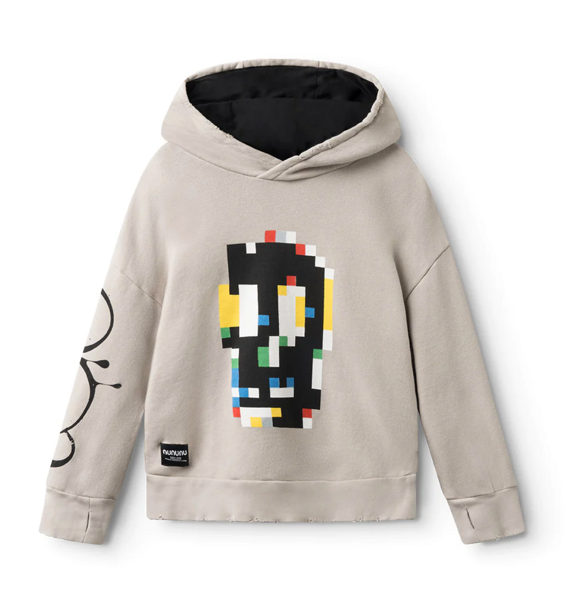 Nununu Pixel Skull Hoodie - Smokey Grey